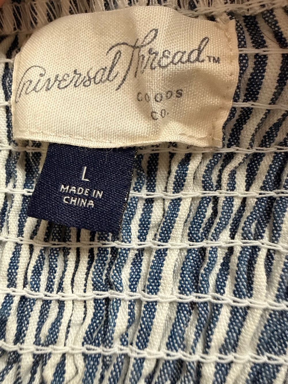 Universal Thread Striped Button-Front Denim Sundress in Blue & White Size Large - Picture 6 of 7